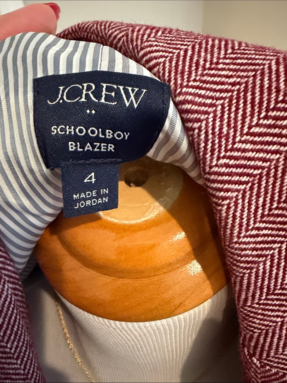 J. Crew Burgundy Herringbone Schoolboy Blazer - Picture 4 of 4